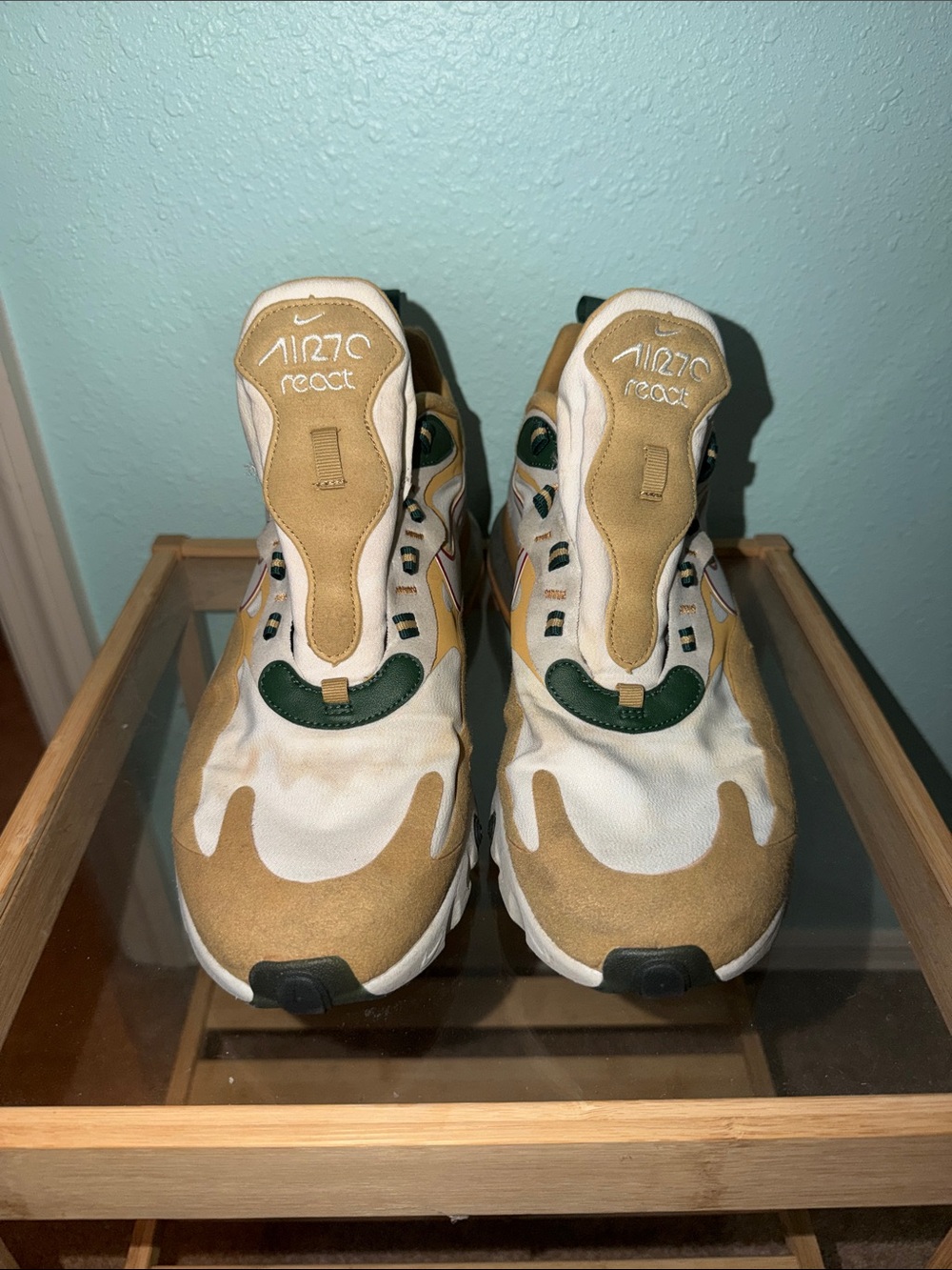 Nike Kids Sneakers - White, Tan & Dark Green